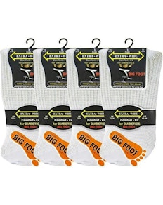 Big Foot Extra-Wide Diabetic Socks 3 Pack White